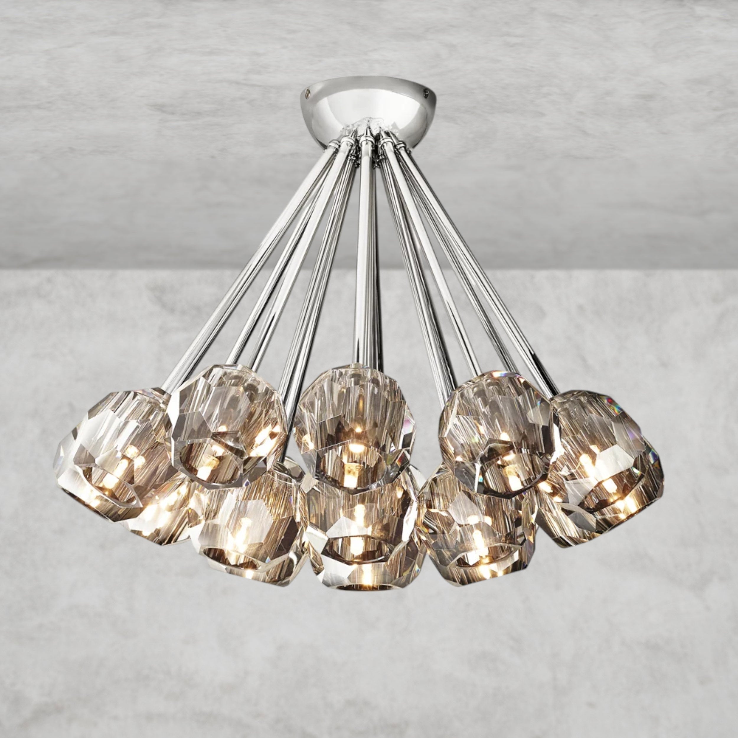 Boule De Clear/ Smoke Cristal Flushmount 24"